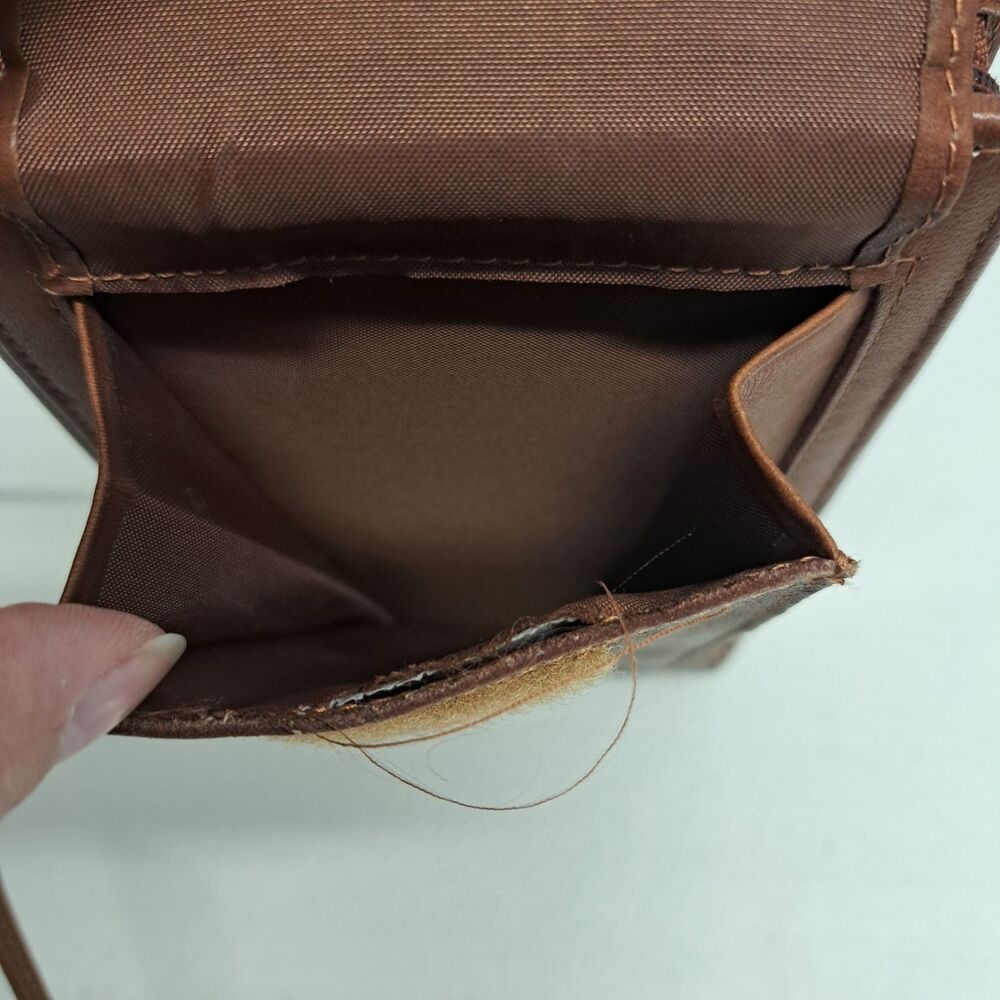 Boulder Ridge Crossbody Bag Brown Leather Folding Wallet Purse - Picture 5 of 7